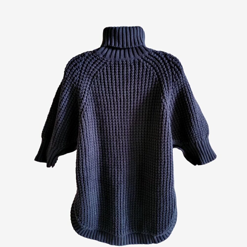 J.Crew Re-Imagined Cotton Turtleneck Short Sleeve Poncho Sweater-XS - Picture 4 of 10